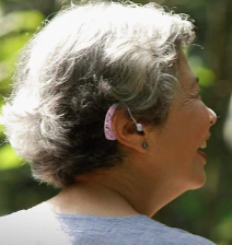 Product model Digital Hearing Aids - Behind the Ear Sound Aids Set in Use